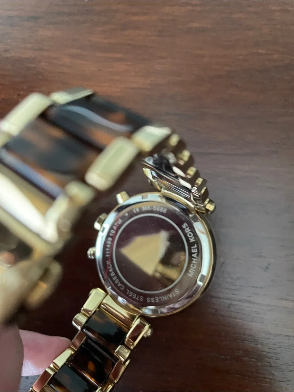 Michael Kors Gold and Tortoiseshell Crystal-Trim Cronograph Watch